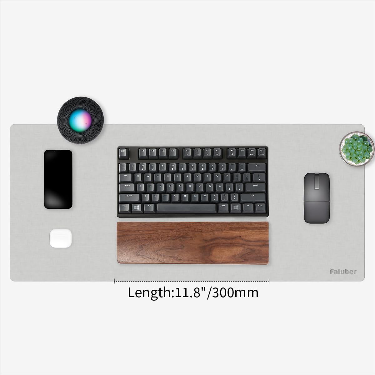 Faluber Wooden Wrist Rest, 12-inch Length and 20mm Thickness for Compact Keyboard, Walnut Wood Palm Rest, Ergonomic Design for Mechanical Gaming Keyboard, Stain Resistant (Small, Walnut Wood)