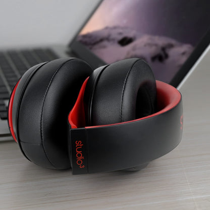 SoloWIT Replacement Ear Pads Cushions for Beats Studio 2 & Studio 3 Wired/Wireless Over-Ear Headphones, Earpads with Soft Protein Leather, Noise Isolation Memory Foam (Black)