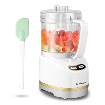 La Reveuse Electric Mini Food Processor Small Chopper 200 Watts 2-Cup Prep Bowl for Mincing Chopping Grinding Blending Pureeing (White)