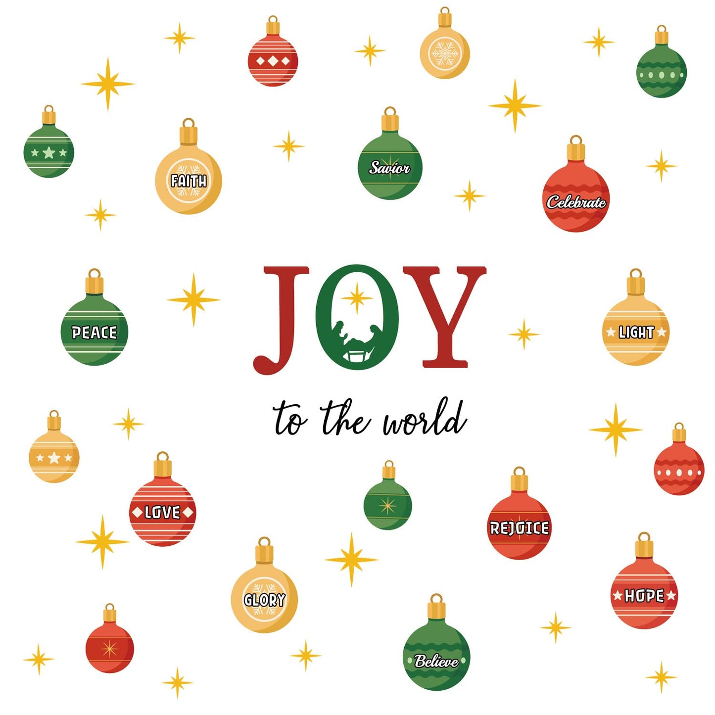 TOARTi Joy to The World Wall Decal Christmas Ball Window Cling Merry Christmas Light Ball Wall Stickers Xmas Christmas Bible Quotes Stickers Nativity Scene Decals Xmas Holiday Party Supplies