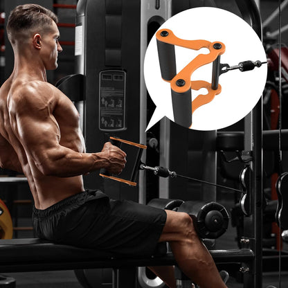 Panulix V Bar(Orange) T-Bar Row Landmine Handle Attachment for Barbell Bars, Solid Mine Double D Row Handle Grips with Non-Slip Rubber Grips, T-Row Attachment for Olympic Strength Training Bars