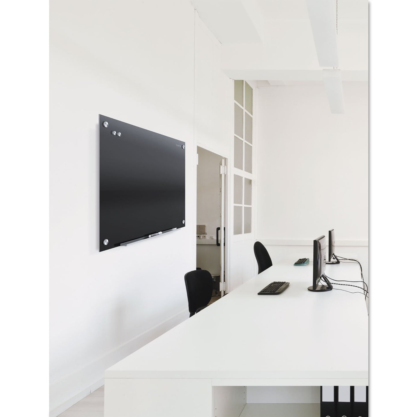 Quartet Magnetic Dry Erase Board, 36" x 24" Glass Whiteboard for Wall, Infinity, Black (G3624B)