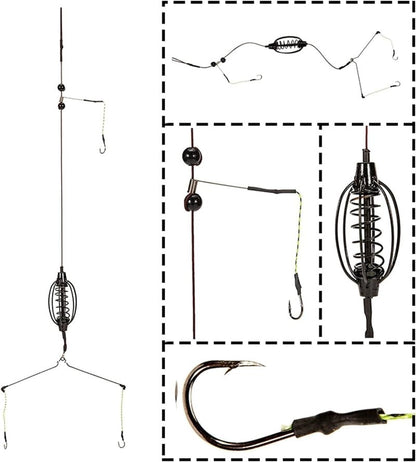 Galepromot 2Pcs Carp Fishing Feeder Baits Cage, Spring Fish with Holder, Inline Methods Tackle Baits Cage Hook Rigs Set Sinkers Feeder Tackle Fishing Sinkers