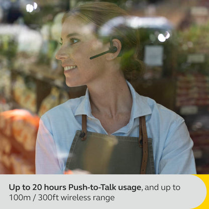 Jabra Perform 45 Push-to-Talk (PTT) Bluetooth Wireless Headset, Noise-Cancelling Microphone, Push-to-Talk Functionality, Face2Face Mode, and Discreet Design, IP54-Rated, Black