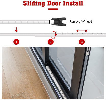 SecurityMan Door Security Bar, Heavy Duty 2-in-1 Door Stoppers Security Bar and Sliding Door Lock Bar (2 Pack) - Perfect Adjustable Door Jammer Door Stopper for Home, Hotel, and Apartment Security