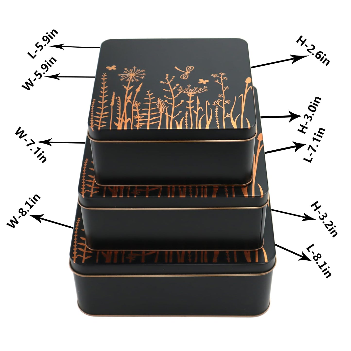 PHILPETY Decorative Storage Box Rural Tin Gift Box Tinplate Candy Cookie Box Square Candy Storage Containers with Lids for Chocolate Candy Tea Coffee Cosmetics Jewelry Photos Gift Case 3Pcs, M3-02
