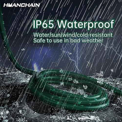 HUANCHAIN Indoor Outdoor Green Extension Cord 150 ft Waterproof, 16/3 Gauge Flexible Cold-Resistant Appliance Extension Cord Outside, 10A 1250W 16AWG SJTW, 3 Prong Heavy Duty Electric Cable, ETL
