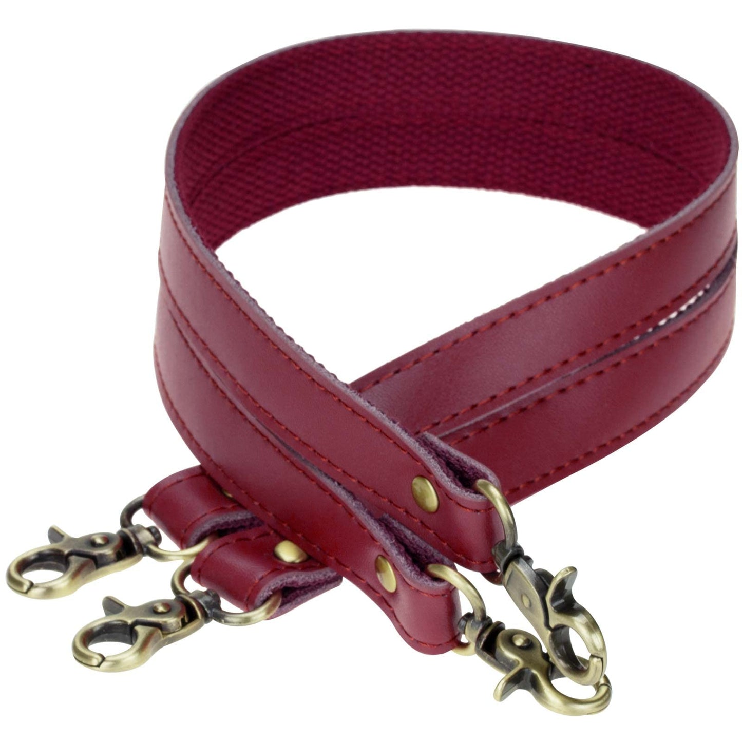 Allzedream Genuine Leather Purse Strap Sewing Canvas Replacement Handbag Shoulder Bag 2 Pcs (Wine Red)