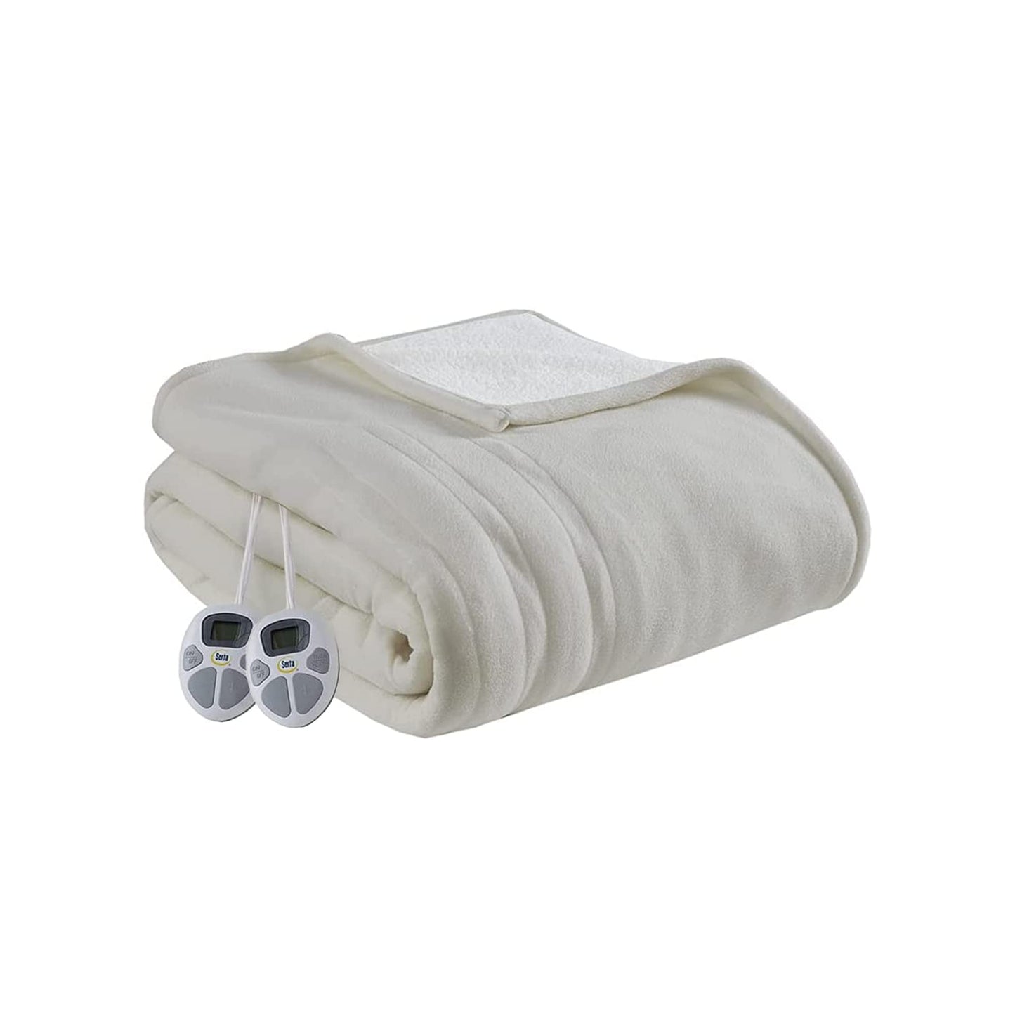 Serta Heated Blanket - Reversible Fleece to Sherpa Electric Blanket, Fast Heating, Auto Shut Off Timer, Multi Heat Setting, ETL Certified, Machine Washable, Grey Full 84"x 77"