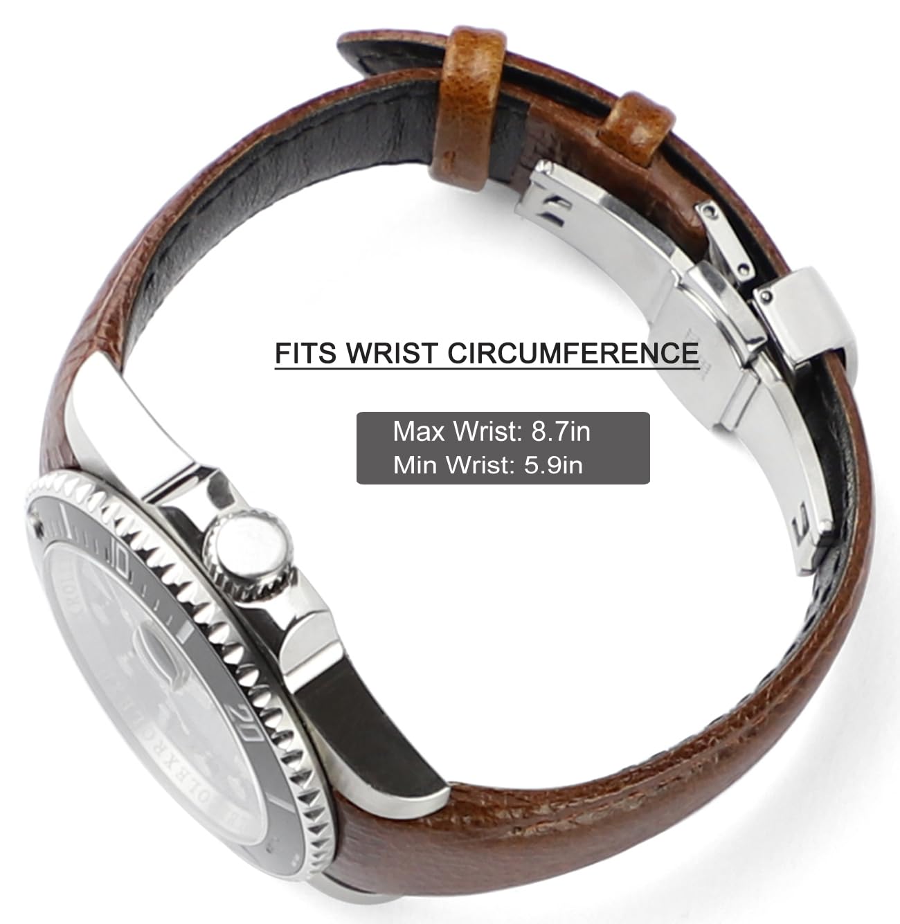 Sight Focus 20mm Curved End Retro Leather Watch Band for Rolex Submariner 40mm,Daytona 40m,GMT-Master 40mm,Yacht-Master 40mm,Explorer I Vegetable Watch Strap Replacement (Style 2 Brown, 20mm)