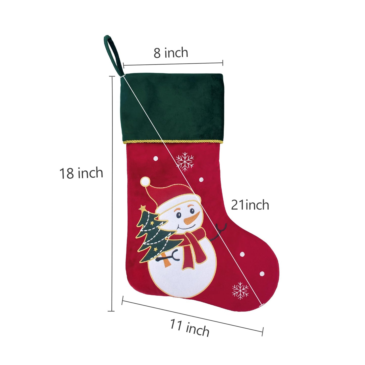 Ugiftcorner Red Velvet Christmas Stockings with Green Cuff 5 Pack Large Luxury Christmas Stockings for Family Holiday Decorations