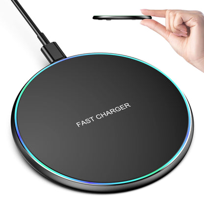 Wireless Charger Compatible with iPhone 17 16 15 14 13 12 11 Pro Max/Mini/Plus/XR/X/8, 15W Max Fast Wireless Charging Pad Mat for Samsung Galaxy S23/S22/S21/S20/S10, Galaxy Buds