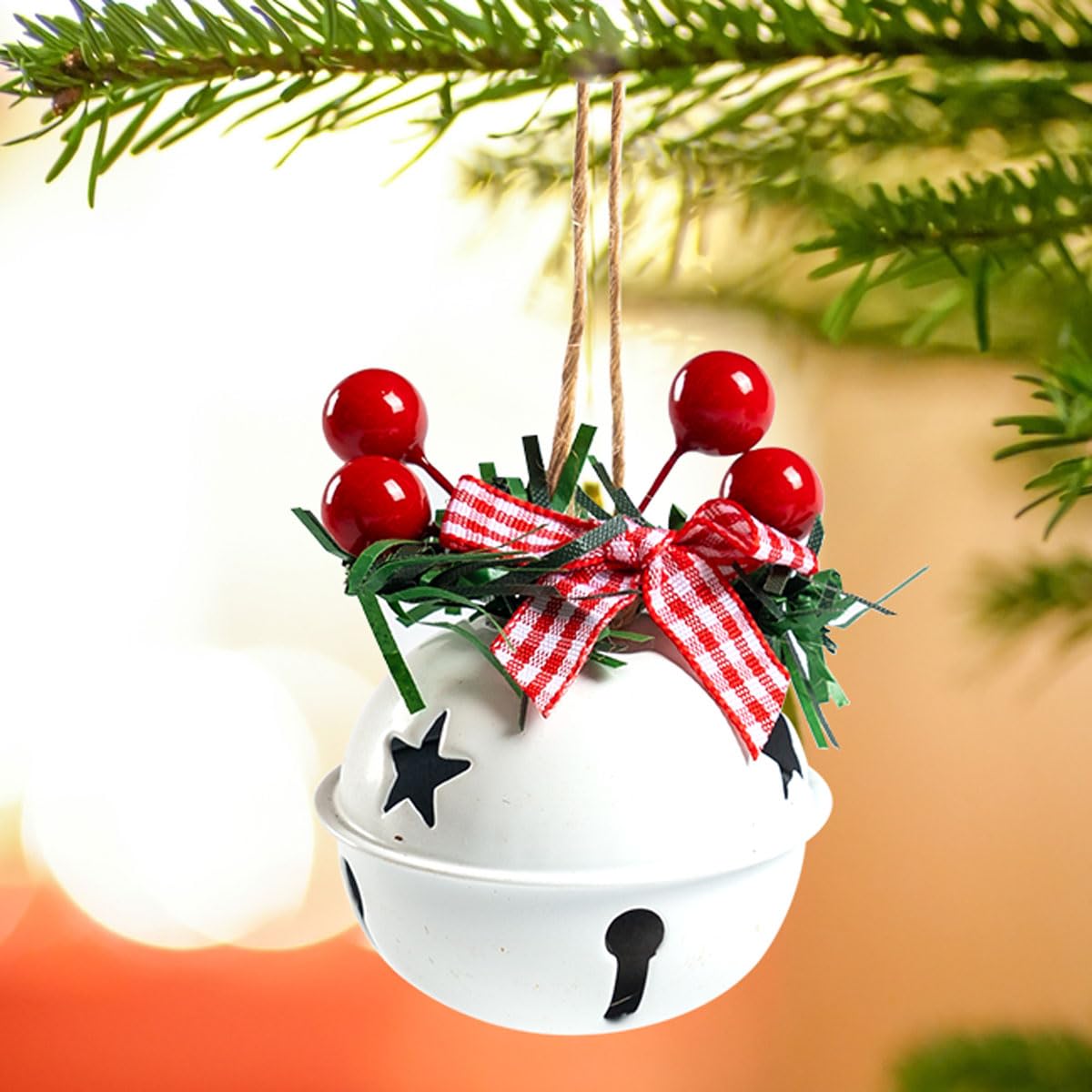 18 PCS Christmas Jingle Bells Ornaments in Red, White, Green - Christmas Tree Decor, Wreath, Memorial Ornament
