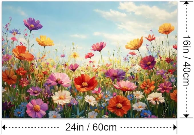 Yesad Colorful Wildflower Canvas Wall Art, Flowers Pictures Prints Printing Botanical Wall Art Floral Artwork Watercolor Flower Wall Décor for Living Room Bedroom Farmhouse (Unframed,24”x16”, Flower)