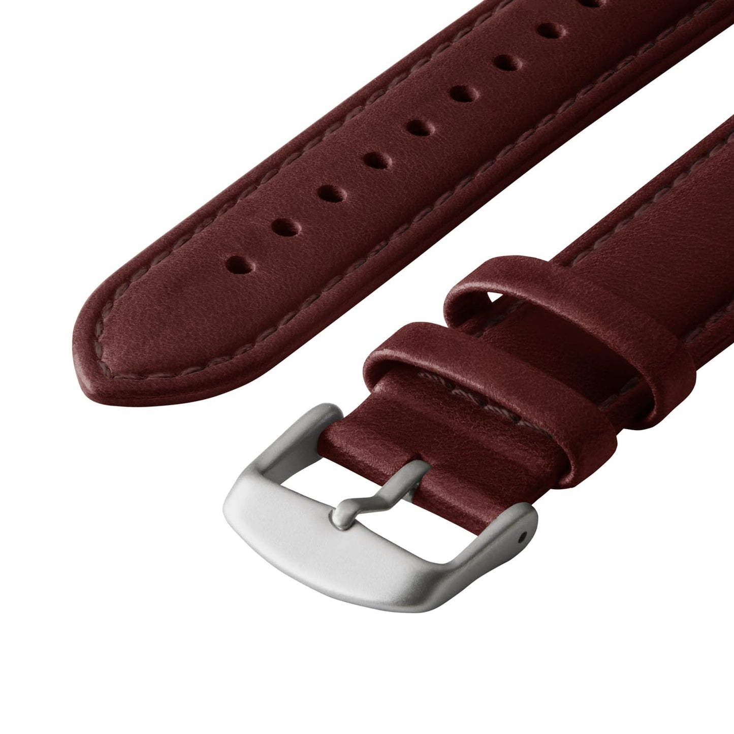 Archer Watch Straps - Top Grain Leather Straps for Apple Watch (Mahogany/Matched Thread, Matte Silver Hardware, 44/45/46/49mm)