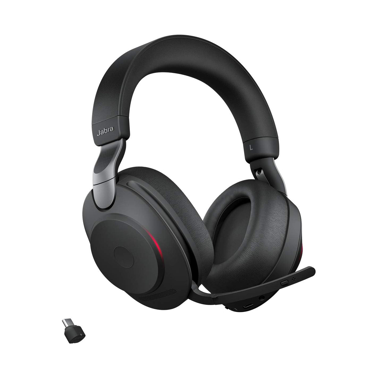 Jabra Evolve2 85 Wireless PC Headset – Noise Cancelling UC Certified Stereo Headphones with Long-Lasting Battery – USB-C Bluetooth Adapter – Black