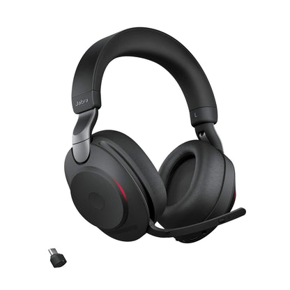 Jabra Evolve2 85 Wireless PC Headset – Noise Cancelling UC Certified Stereo Headphones with Long-Lasting Battery – USB-C Bluetooth Adapter – Black