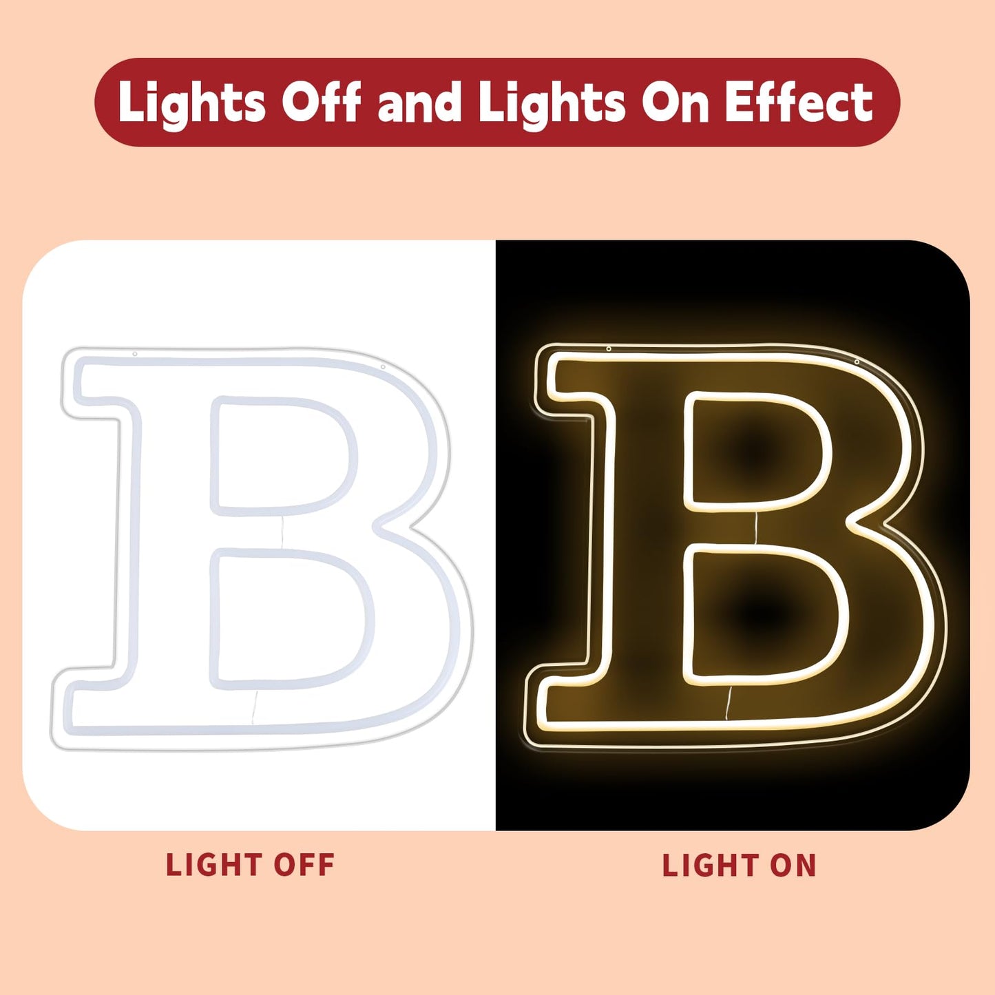 RumonZS Light Up Letters B LED Letters Lights Neon Sign 26 Alphabet 11.4"Decorative Lighted Alphabet for Wedding Party Birthday Bar Christmas Home Decor Letter Lights (Warm White)