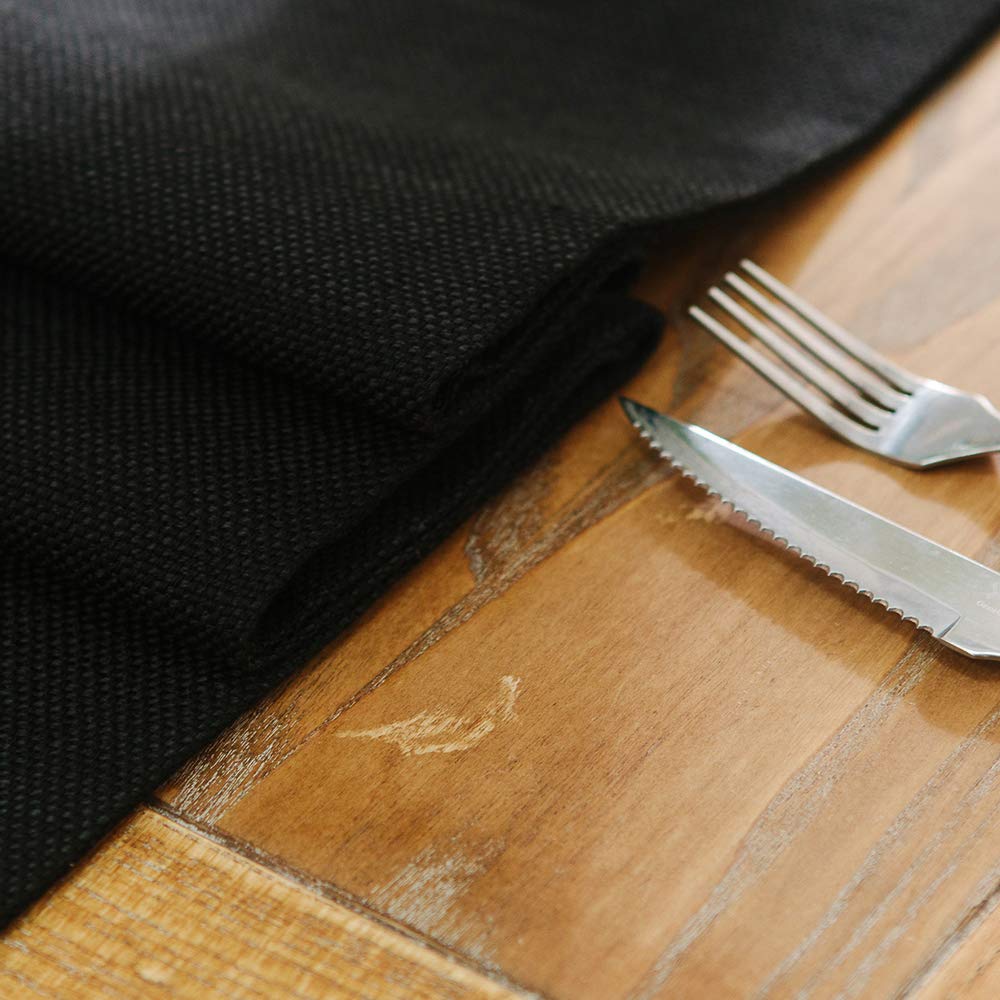 2 Piece Fabric in 1 Dinning Table Runner 12 x 120 Inches Farmhouse Kitchen Coffee Burlap Table Runner for Holiday Party, Black