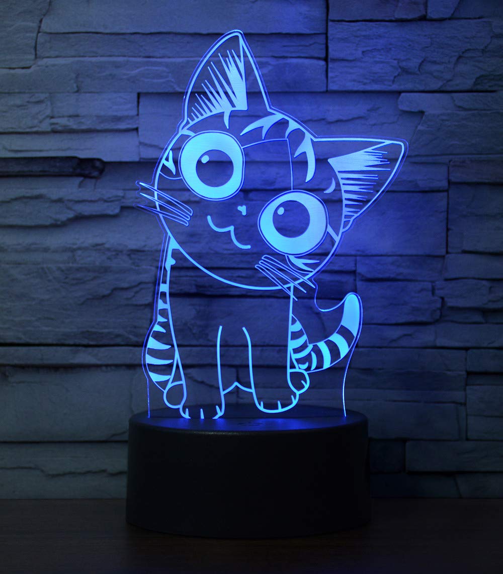 i-CHONY Cat Night Light, 3D Optical Illusion Lamp, 7 Colors