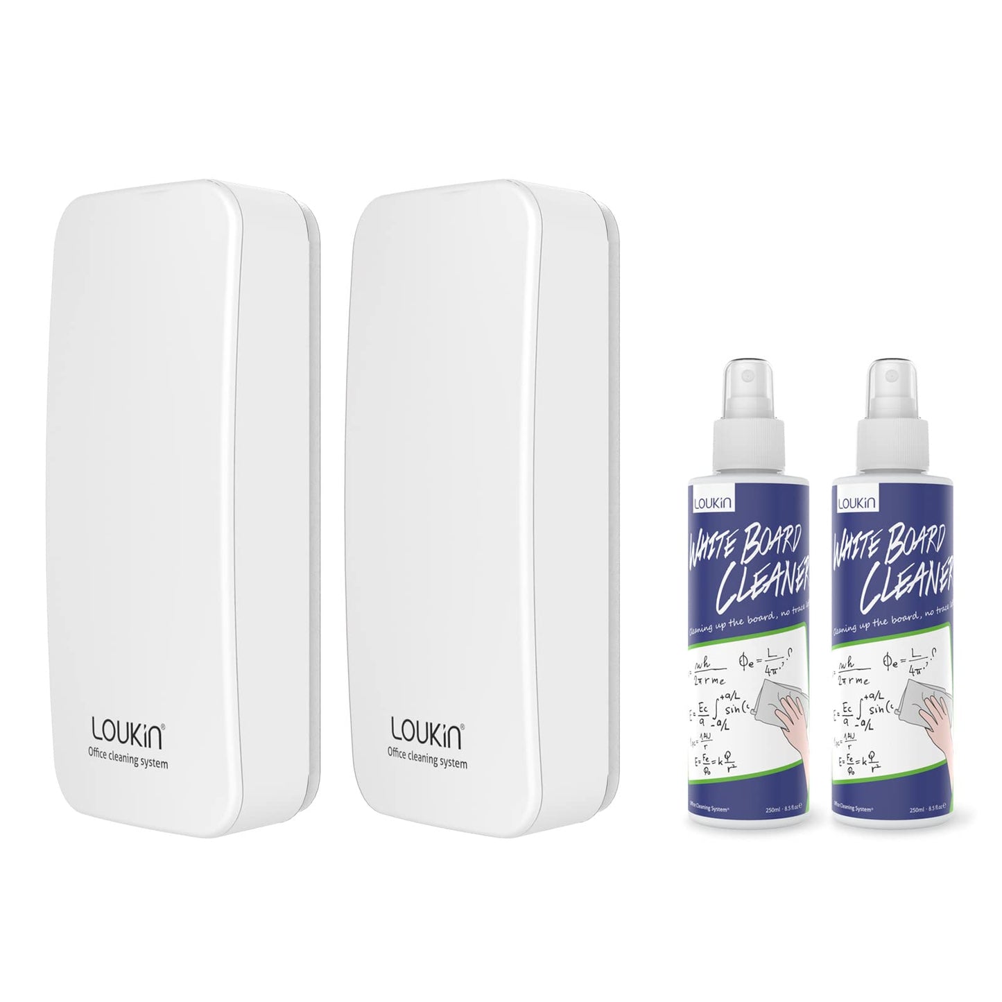 loukin 2 Pack Magnetic Dry Erase Eraser, Whiteboard Eraser, Glass Board Remover, 3.4 fl oz Whiteboard Cleaner * 2 Included, for Classroom, Home and Office Use (White)