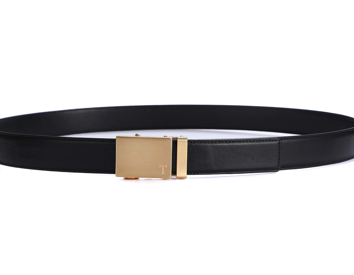 Tonywell Men's Leather Ratchet Belt with Automatic Buckle, 1 3/8" Wide, Trim to Fit Dress Casual Belts