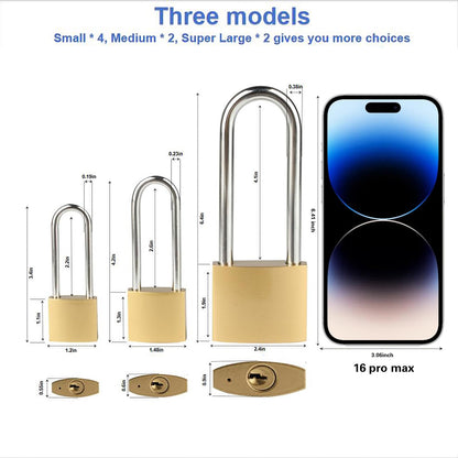 QBXMY7 4 Pcs Padlock with Keys, 3.4 Inch Long Keyed Padlocks, Shackle Pad Lock with Keys, Lock and Key Set for Outdoor Fence Storage Unit Toolbox Shed Gym Locker Padlocks with Key