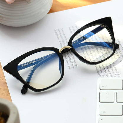 MORESHINE Cute Cateye Blue Light Blocking Glasses For Womens Fashion Computer Clear Eyeglasses Frames Anti Eye Strain (Black+Leopard)