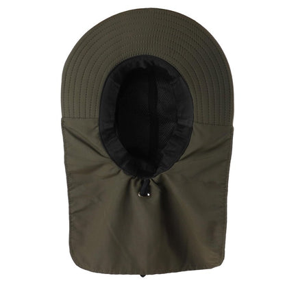 Falari Outdoor Sun Hat, Wide Brim with Neck Flap, Safari Hiking Gardening Fishing Hat - Army Green