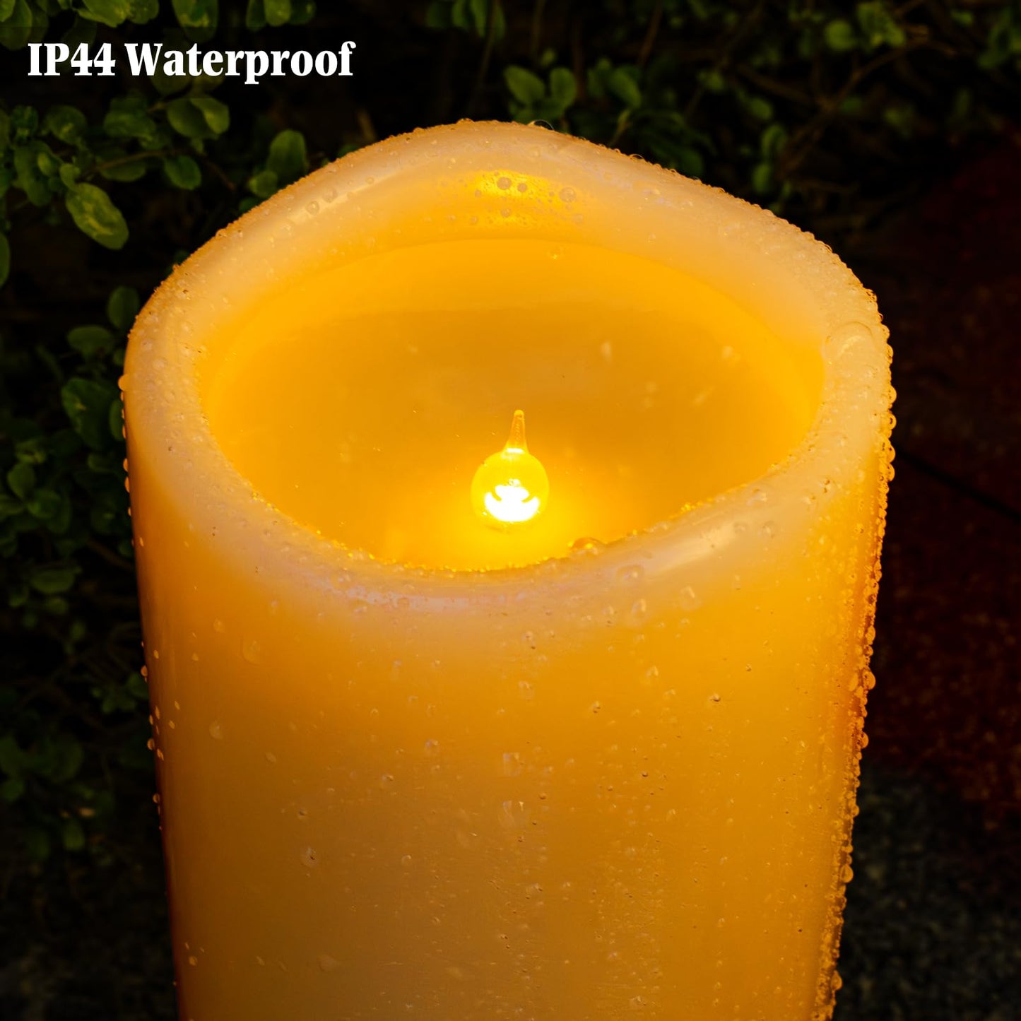 Lumeavetra 5" x 12" Large Waterproof Outdoor Flameless Candles Battery Operated LED Pillar Candles for Indoor Outdoor Lanterns, Ivory, Long Lasting, Set of 2