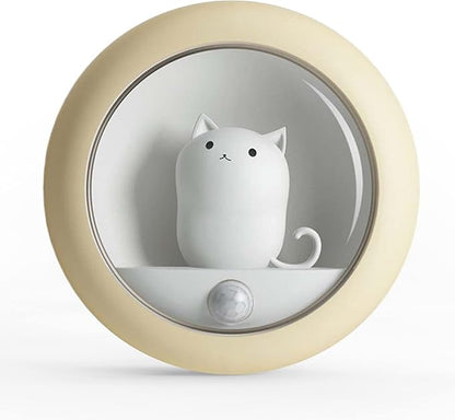 Attivolife Cat Motion Sensor Light, Rechargeable Motion Activated Night Light LED Warm White, Adjustable Brightness, Portable for Kids Adults Bathroom Bedroom Hallway Stair-Yellow