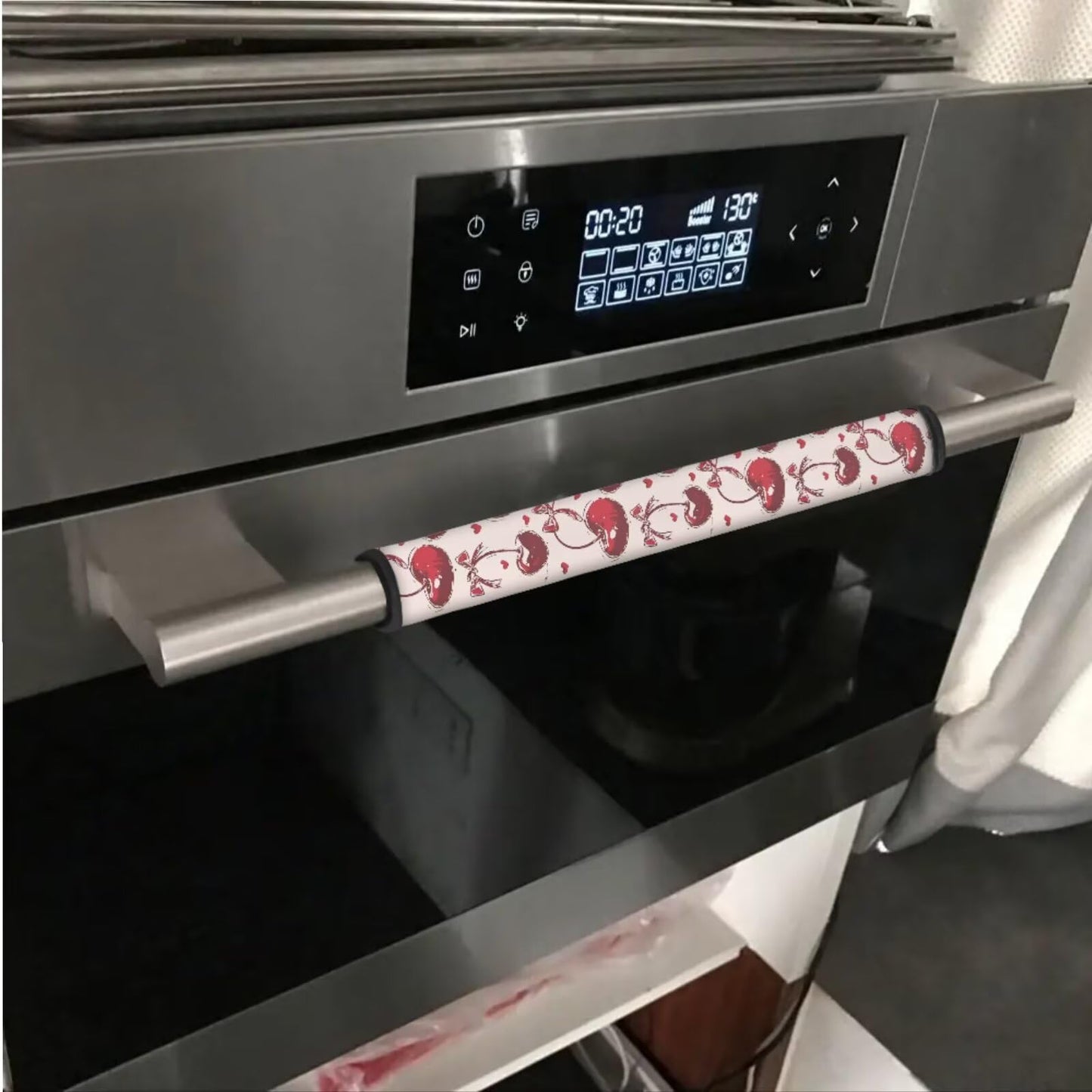 Hwzdsyxl Cherry Bowknot Heart Print Refrigerator Door Handle Covers Set of 6 Kitchen Appliance Handles Decor Anti-Static Fridge Handle Cover Keep Off Fingerprints Food Spot for Valentine's Day Decor