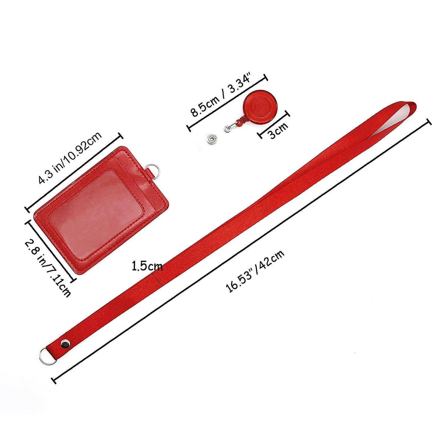 6 PCS ID Badge Card Holder, Name Badge Holder with Lanyard, Neck Lanyard id Holder for Women Men, Coolrunner 2-Sided PU Leather Vertical Business Card Holder Vertical/Horizontal (2.8" W x 4.3" H)