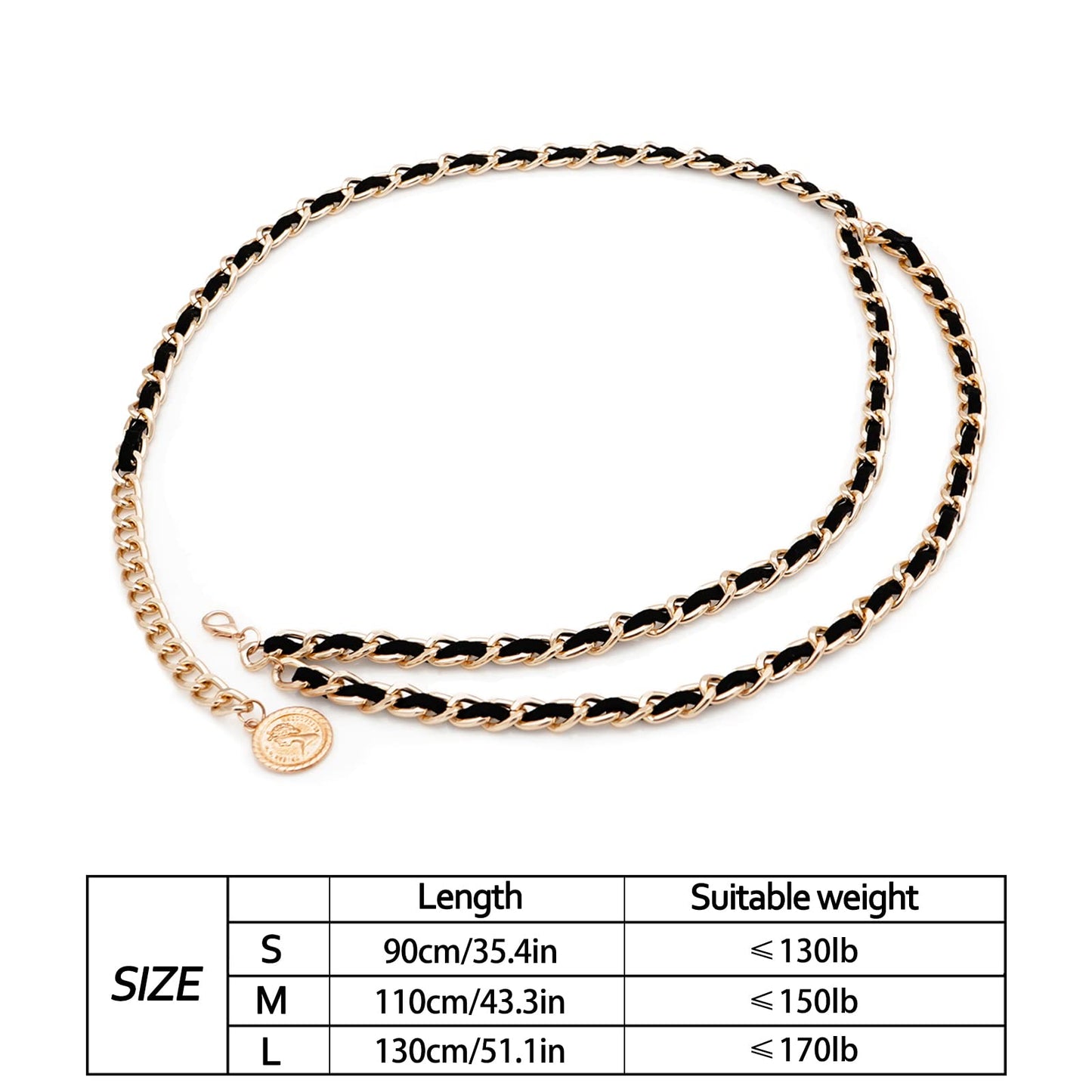 HIQUACC Leather Chain Belts for Women Girls, Layered Body Chain Belts Metal Waist Chain for Dress Vest Jeans