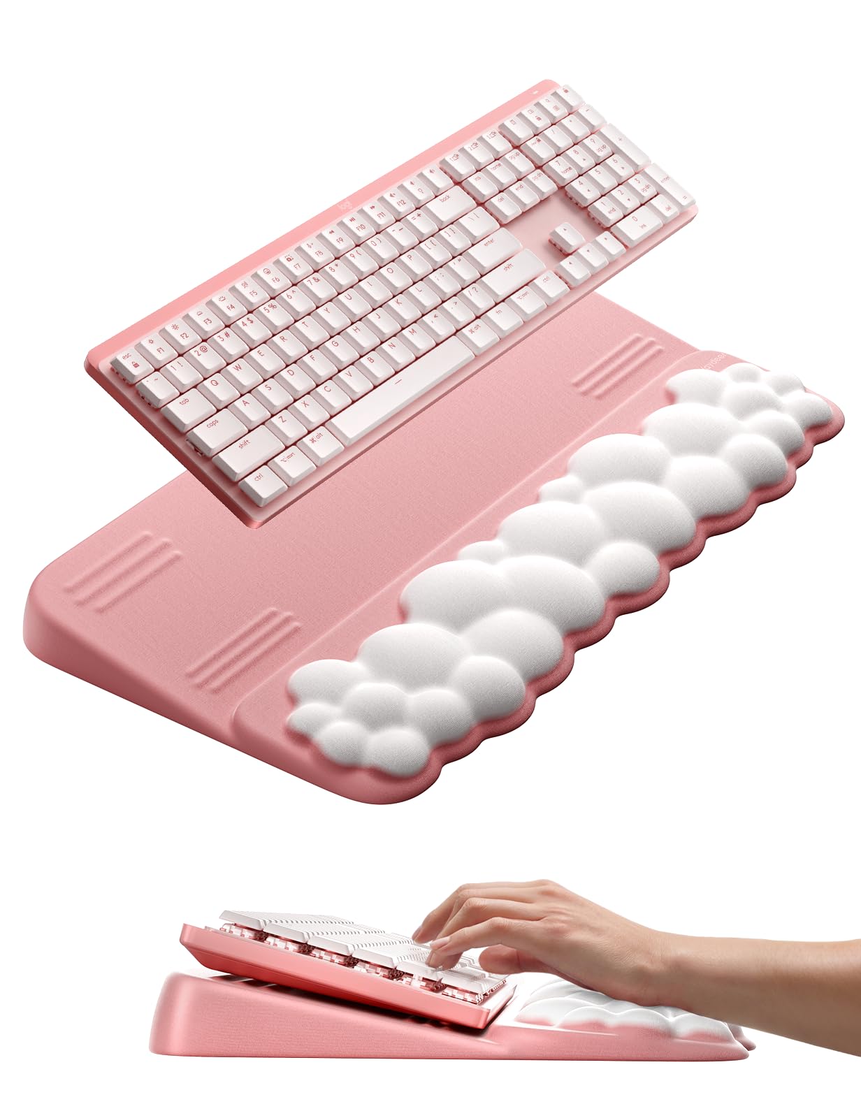Vaydeer Keyboard Stand Wrist Rest, Cloud Ergonomic Wrist Support Pad Soft Memory Foam, Computer Keyboard Riser Holder Lifter Tilt Cushion for Desk, Palm Hand Typing for Office Home Gaming Pain Relief