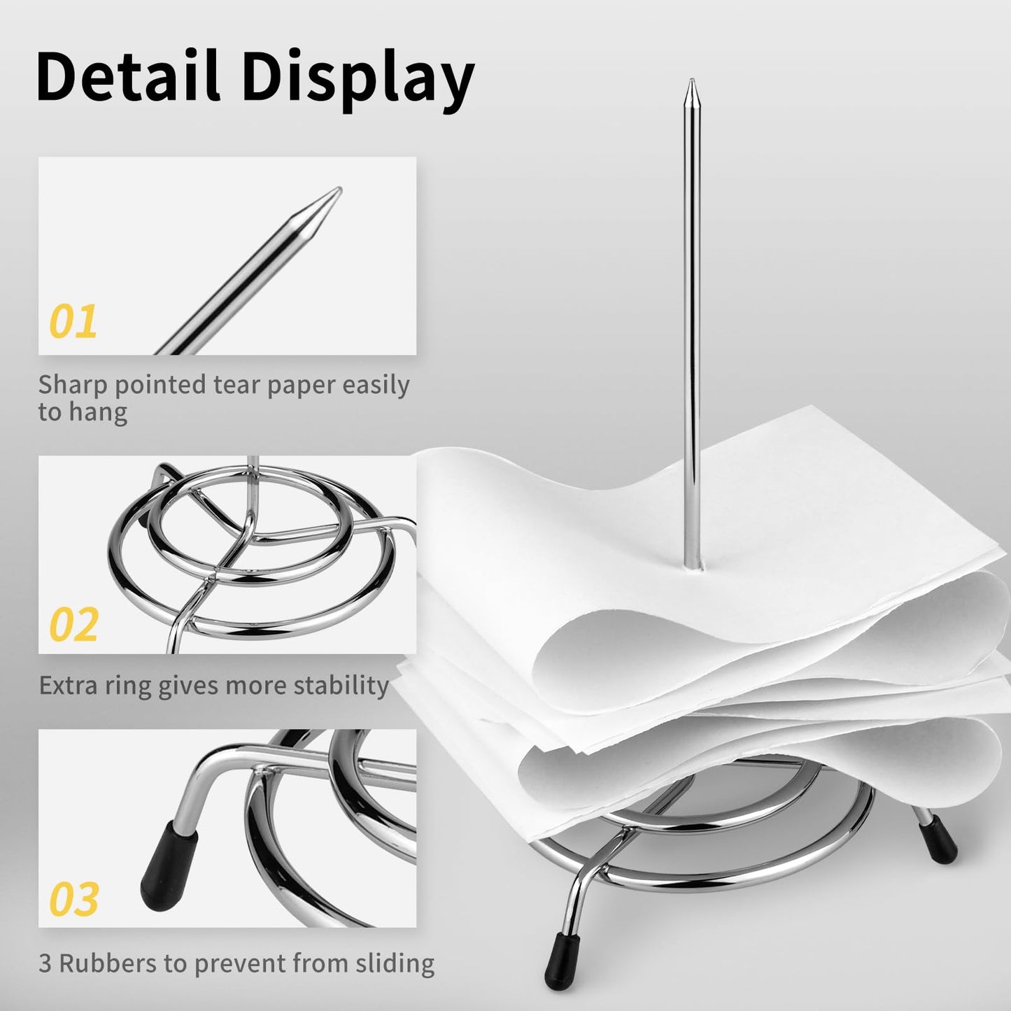 Ticket Stabber for Restaurant, 6PCS Ticket Receipt Holder Check Spindle Orders Spike for Businesses Kitchen Office Paper Notes