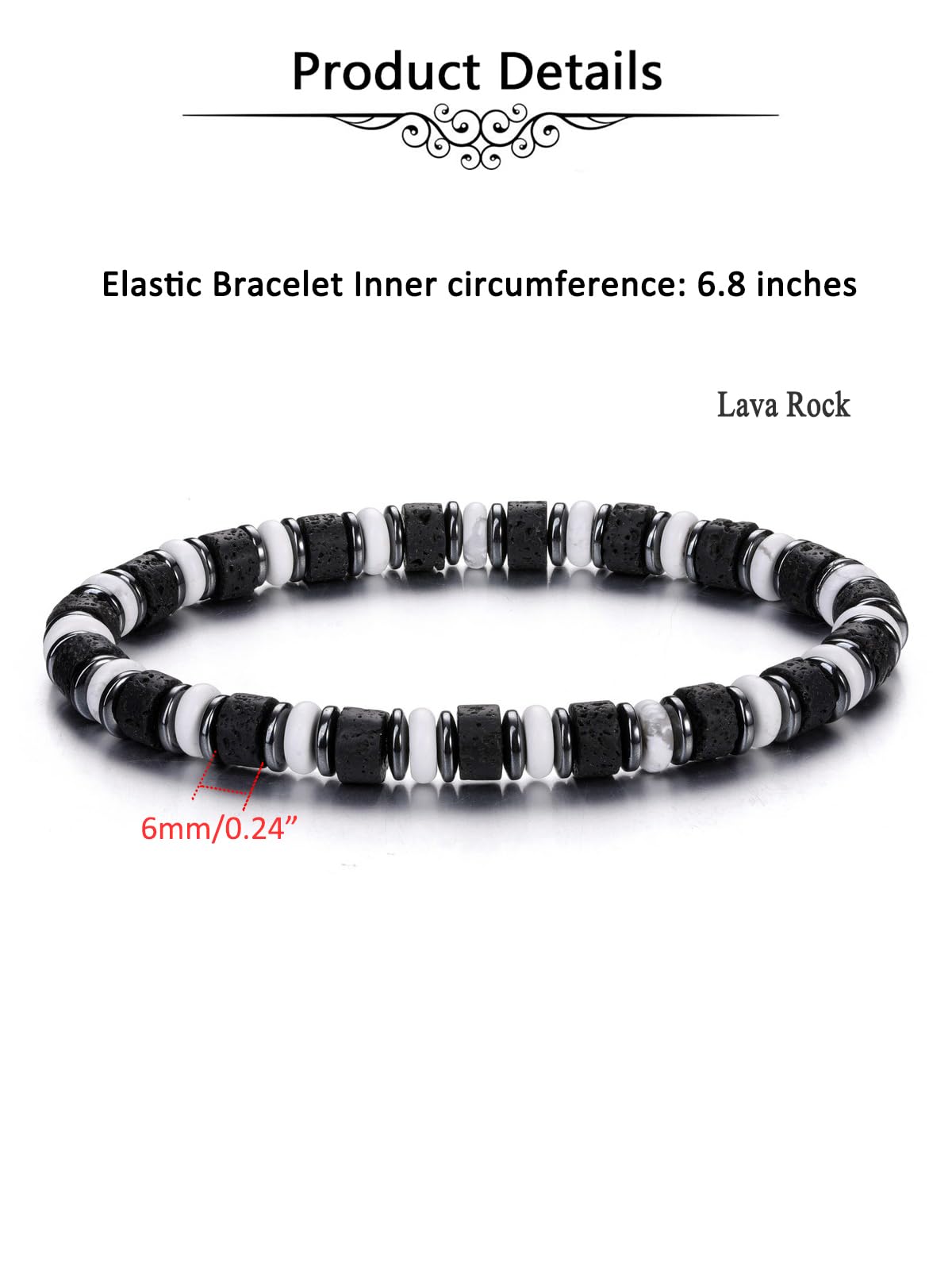Jovivi Healing Crystal Beaded Bracelets for Men Women Natural Lava Rock Gemstone Hematite Beads Stone Stretch Bracelets Triple Protection Jewelry Gifts