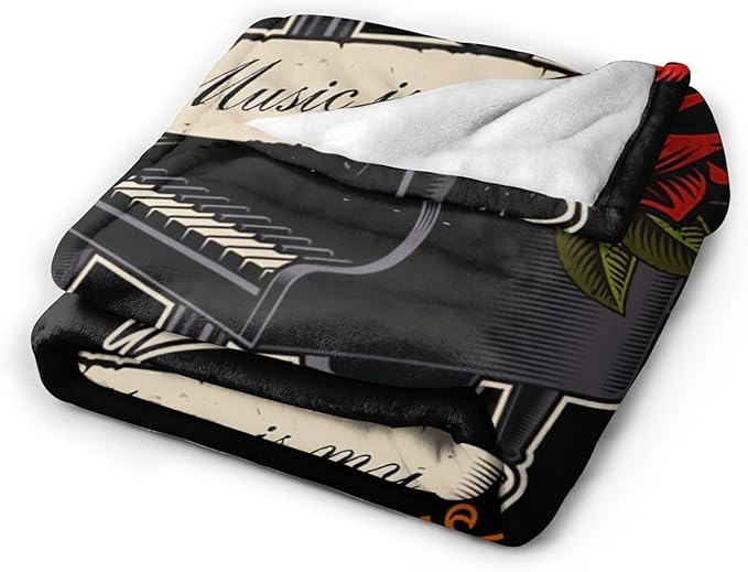 Piano Blanket Decor Gifts for Piano Teacher Flannel Fleece Fuzzy Throw Blanket Soft Warm Cozy Plush Music Blanket for Bed Couch Living Room Stuffed Decoration for Kids Adult 60"x50"