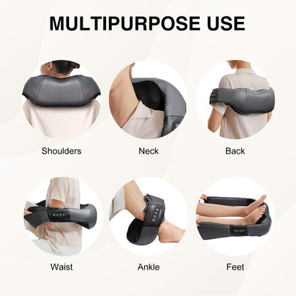 Shiatsu Neck and Back Massager with Soothing Heat, Electric Deep Tissue 3D Kneading Massage for Shoulder, Leg, Body Muscle Pain Relief, Home, Office, and Car FSA HSA Eligible
