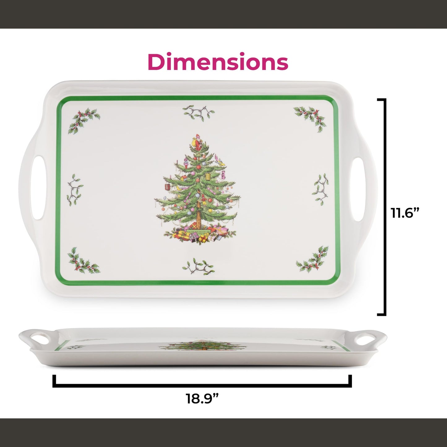 Spode Melamine Serving Tray - (18.9" x 11.6") Rectangular Durable Platter with Exclusive Art Print, Strong & Lightweight Kitchen & Dining Table Accessory for Everyday Meals & Snacks