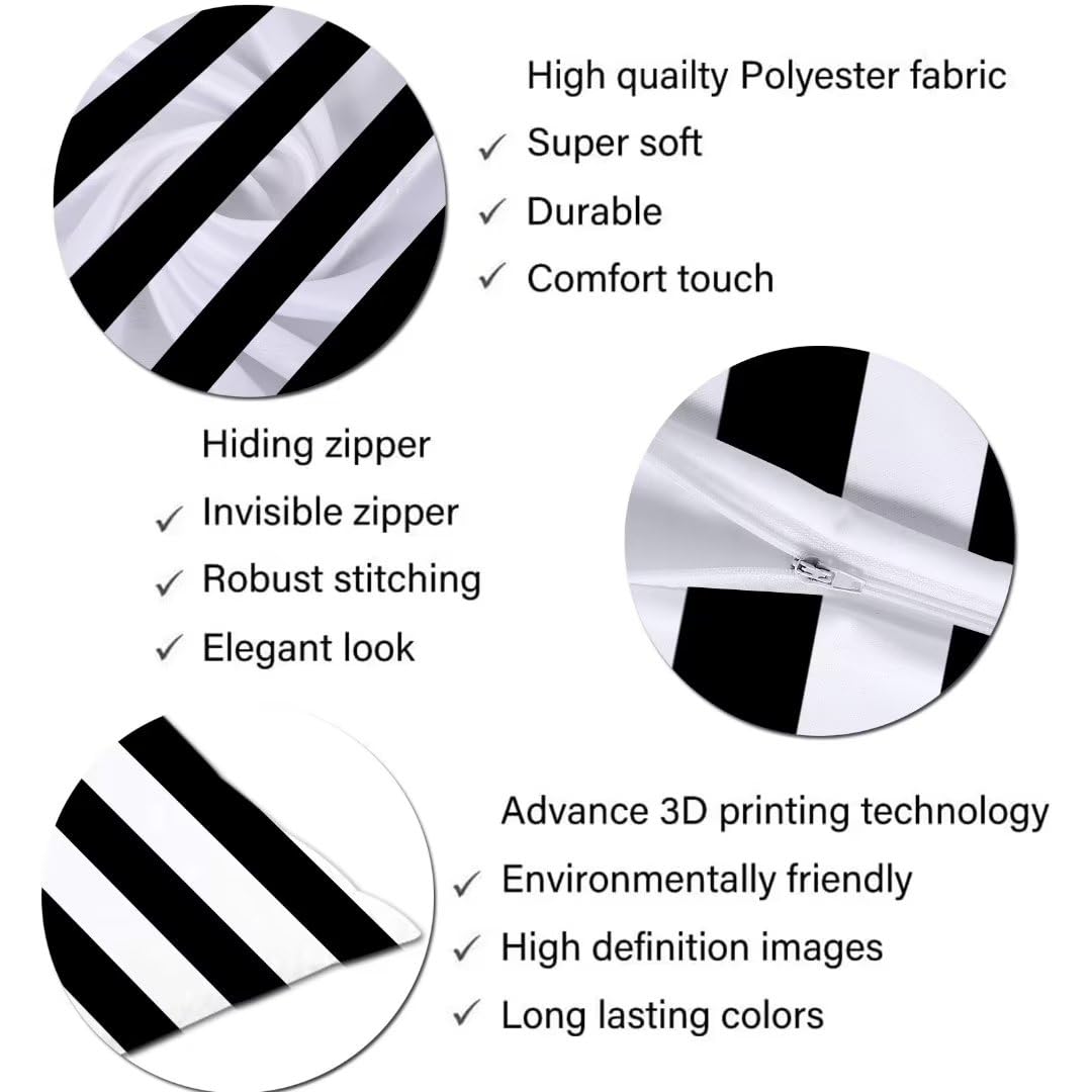White and Black Stripe Body Pillow Cover Black and White Striped Throw Pillow Covers Modern Long Pillow Case Protector with Zipper Decorative Soft Rectangle Bed Pillowcases for Bedroom,Couch 20"x54"