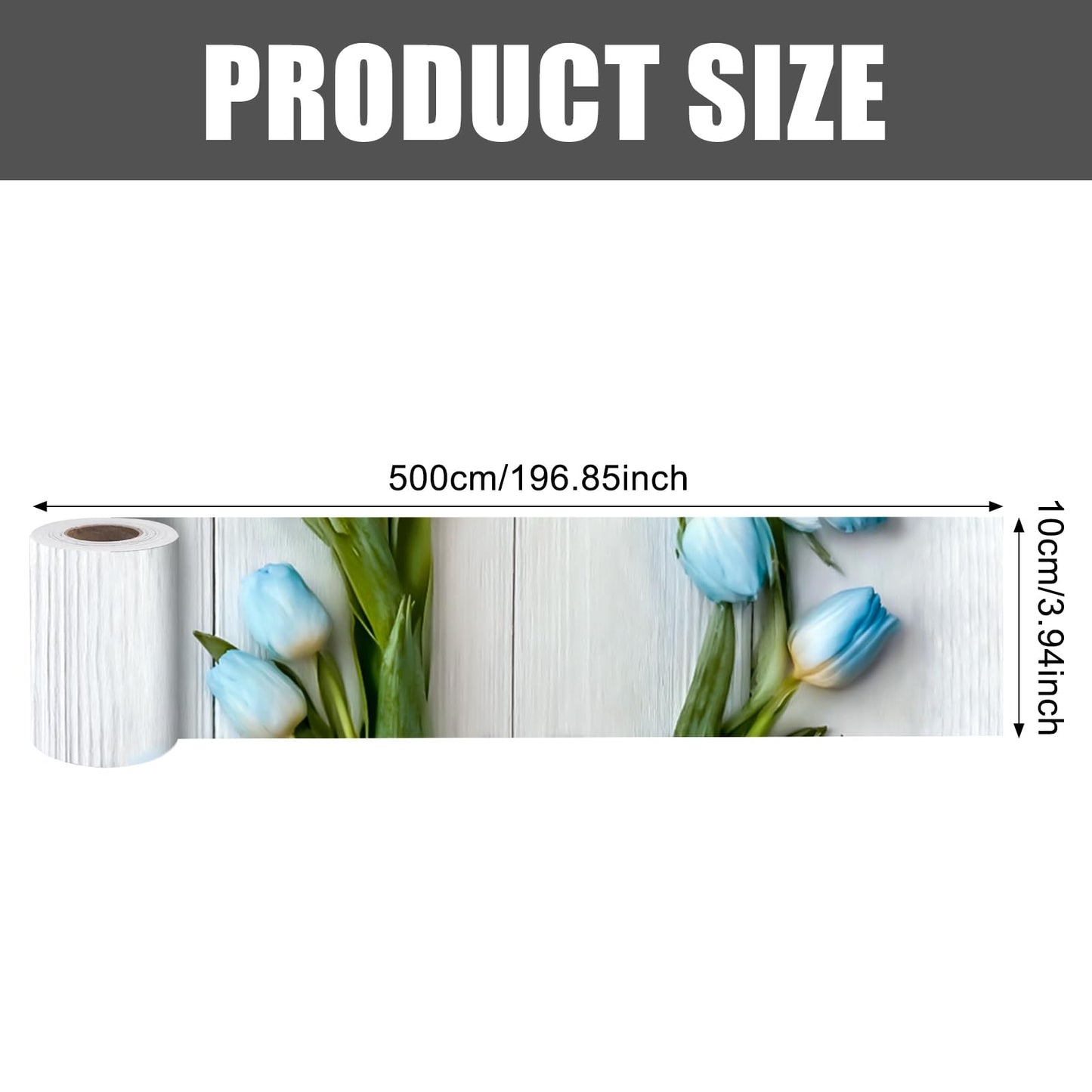 Nuxovilar Wallpaper Border Peel and Stick, Blue Tulip Floral Pattern Self-Adhesive Wallpaper, PVC 3.94×16.4 Ft, Decorative for Bedroom, Living Room, Spring Home Decor