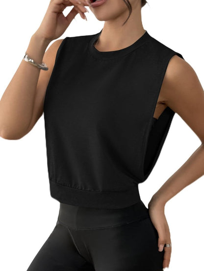 SOFIA'S CHOICE Women Sleeveless Workout Tops Open Side Crop Tank Top Gym Athletic Shirts Black Small
