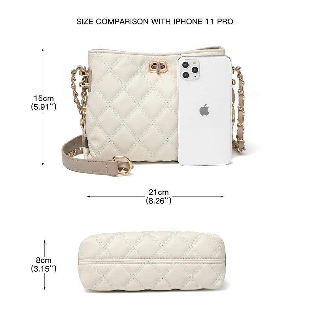 Sivim Small Crossbody Bags for Women Purses Fashion Leather Lightweight Handbags Shoulder Bag(Beige)