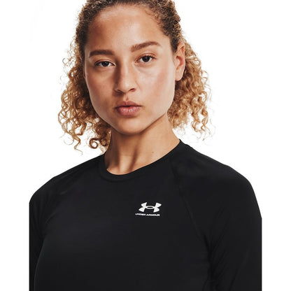 Under Armour Women's HeatGear Compression Long-Sleeve T-Shirt, Black (001)/White, Medium