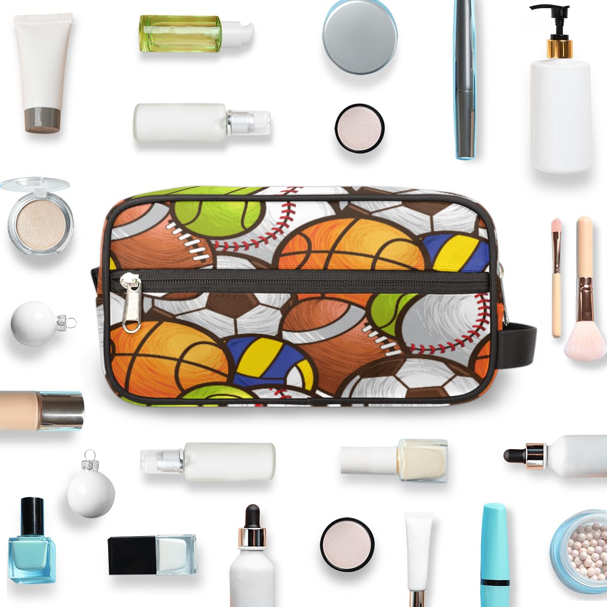 SinSenMa Sport Ball Travel Cosmetic Bag for Boy Men,Hanging Toiletry Bag,Waterproof Makeup Bag,Approved Hygiene Bag Shave Dopp Kit Organizer for Toiletries Shower Bathroom Carry-on Accessories Gifts