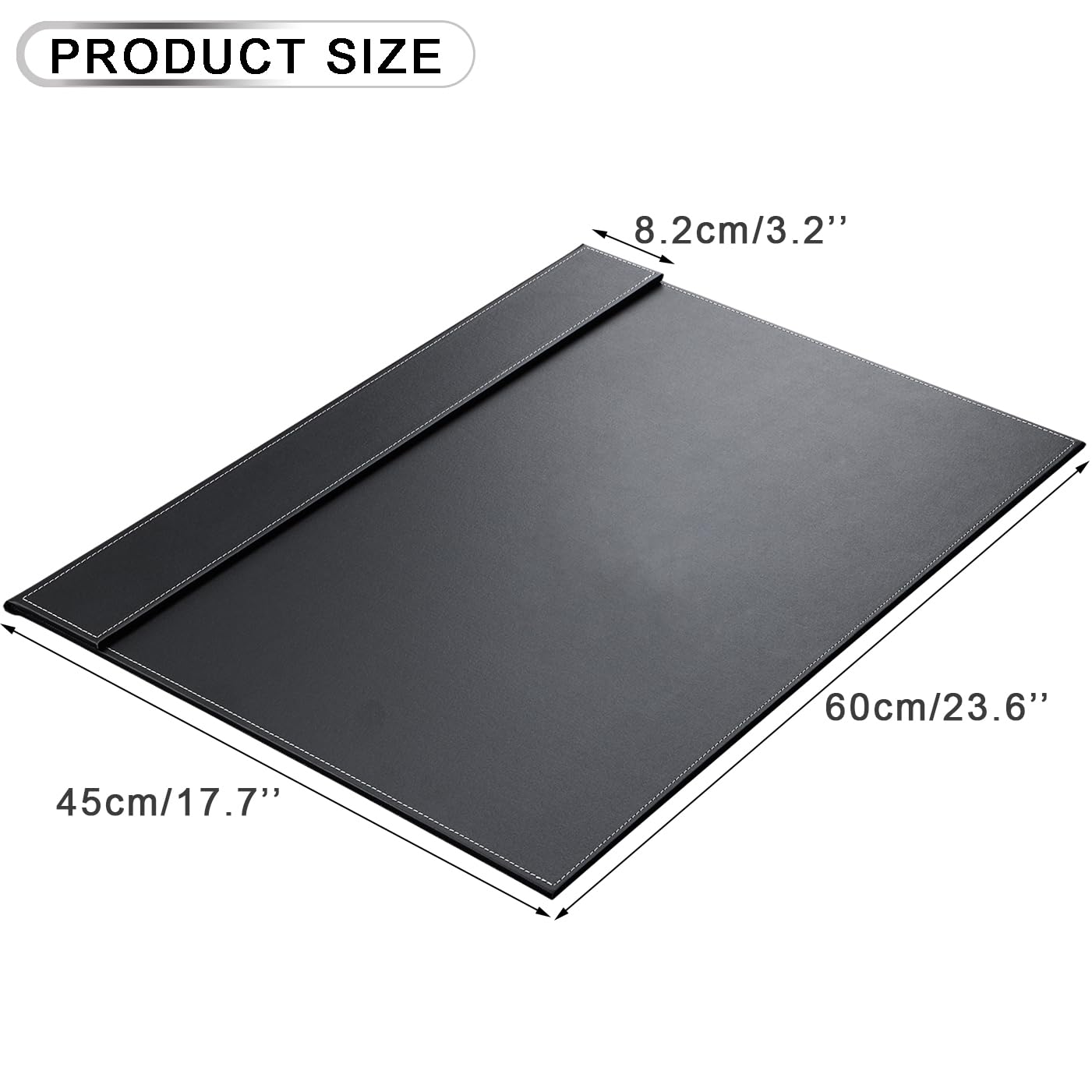 KINGFOM Ultra-Smooth PU Leather Desk Pad & Mat Office Desk Drawing & Writing Board A3/ A4 File Paper Clip Table Protector Mat on Top Large 24''x18'' (Black)