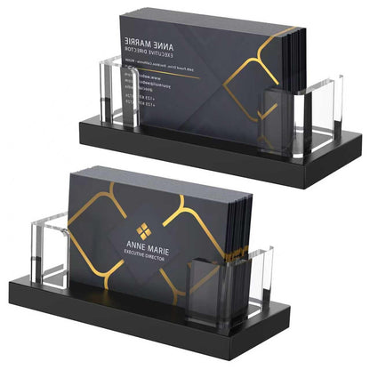 EMOMAS Acrylic Business Card Holder for Desk,Business Card Stand,Clear Business Card Display,Desk Business Card Holders,Business Card Display Stand,Acrylic Business Card Holder Display,Black 2 Pcs