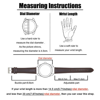 AMHUGE Extra Long Italian Genuine Leather Watch Strap-18mm，20mm，22mm，24mm Width -Brown Black Calf Leather Watch Band for Big Wrist Men or Women (18mm, Dark Brown)