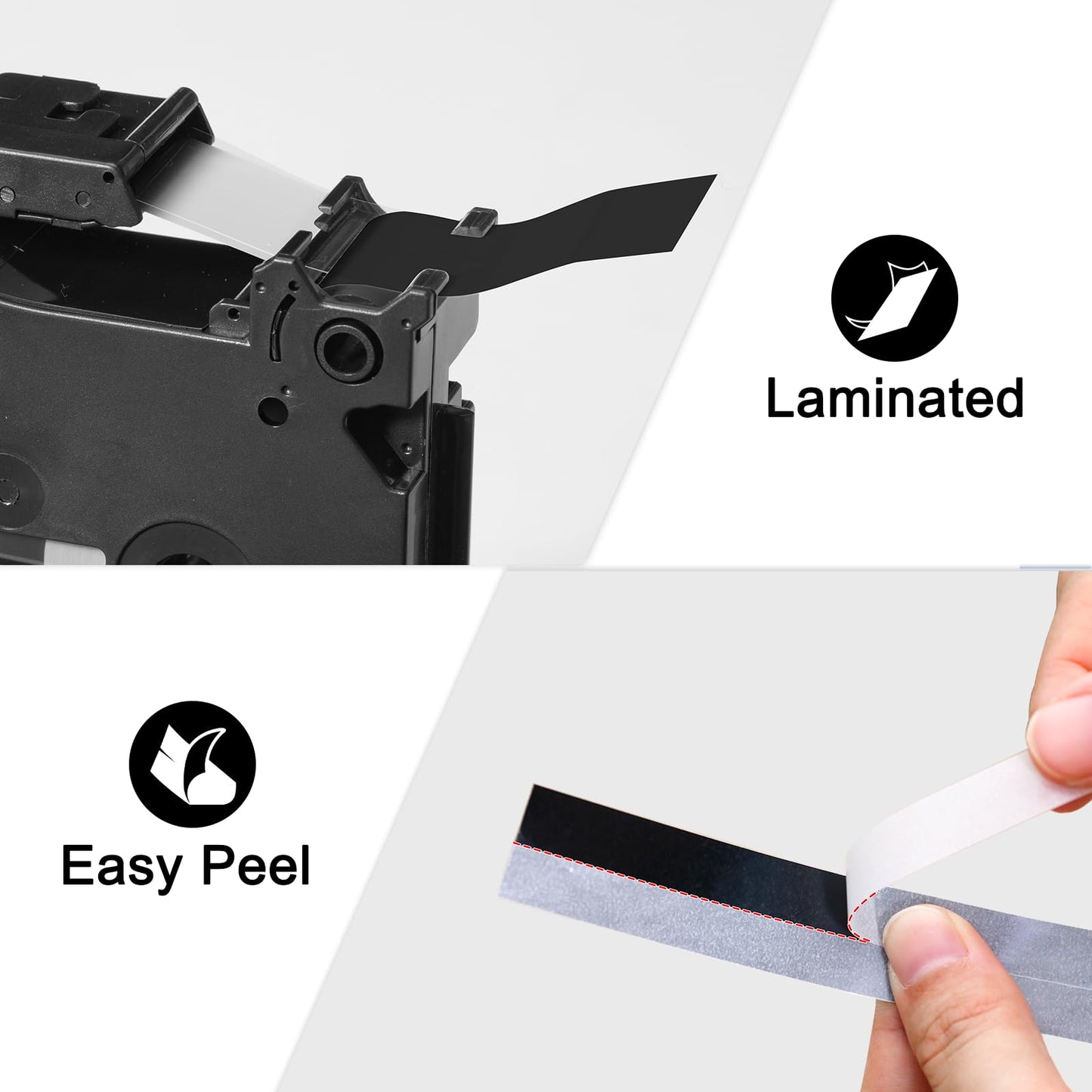 Labelife Label Maker Tape Black Replacement for Brother TZe-335 TZe335 P Touch Label Tape White on Black TZe TZ 12mm 0.47 Laminated for Brother PT-D210 PT-D220 PT-H110 PT-D400 PT-D600, 4-Pack